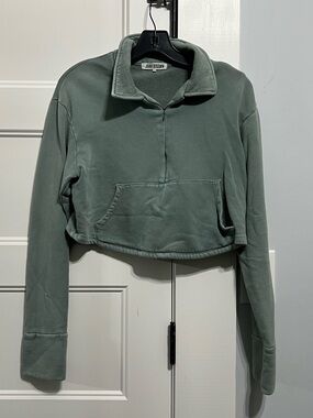 Joah Brown Crop Zip Sweatshirt